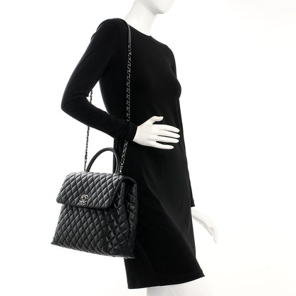 Chanel Caviar Quilted Large Coco Handle Flap Black 2 of 9