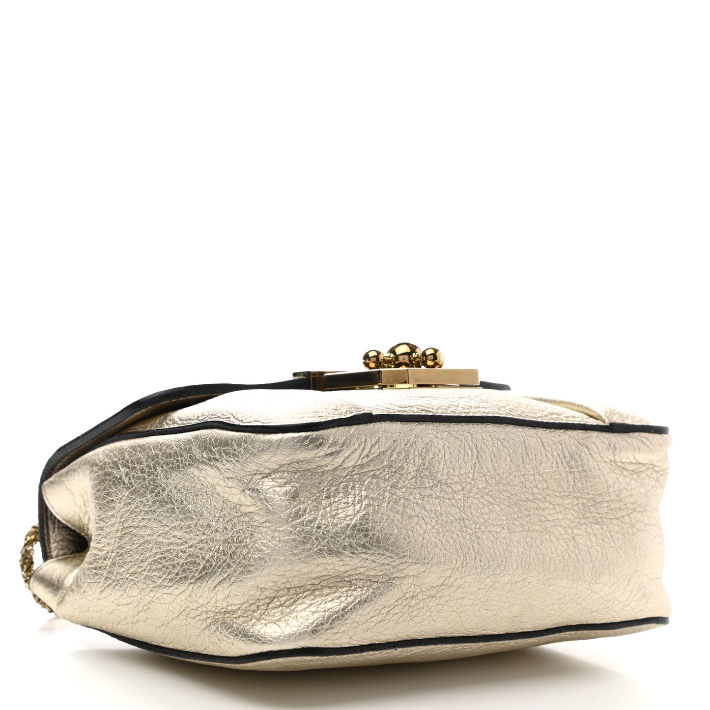 Metallic Grained Calfskin Small Elsie Shoulder Bag Light Gold