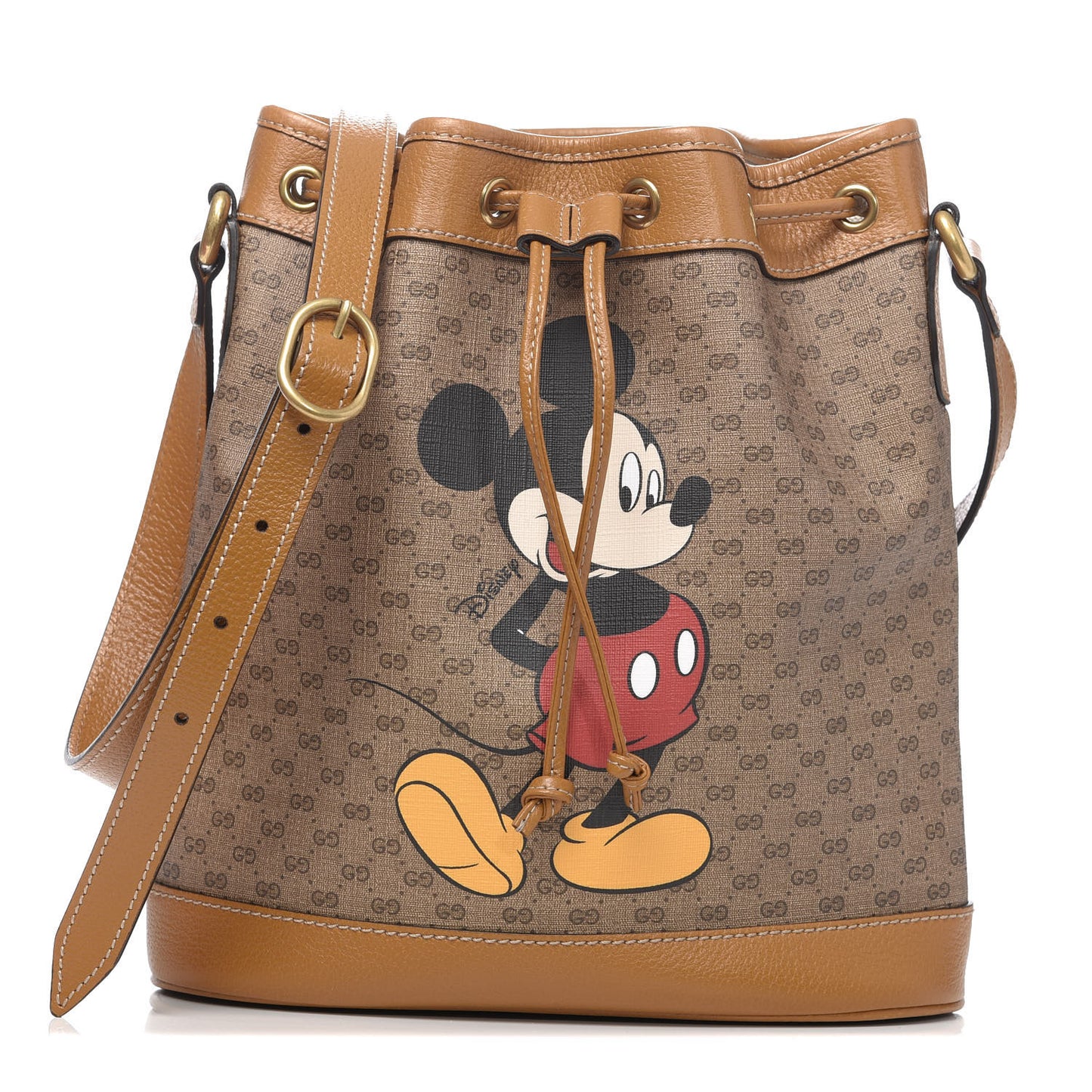 X DISNEY Mini Vintage GG Supreme Monogram Bucket Bag Beige Vintage Sun Oil