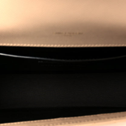 Saint Laurent Grain De Poudre Textured Mixed Matelasse Medium Triquilt Monogram Satchel Dark Latte 5 of 12