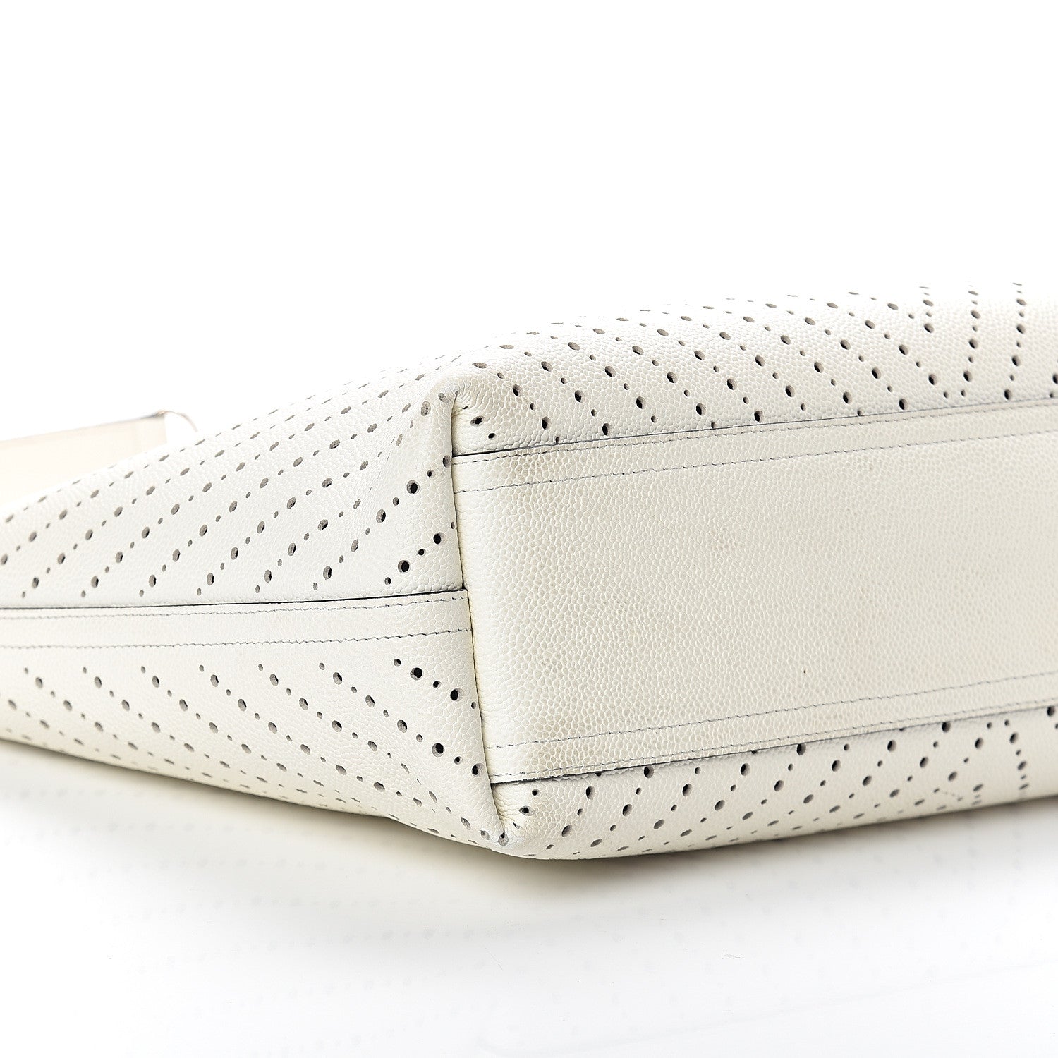 Chanel Perforated Grained Calfskin Shopping Tote White 9 of 10