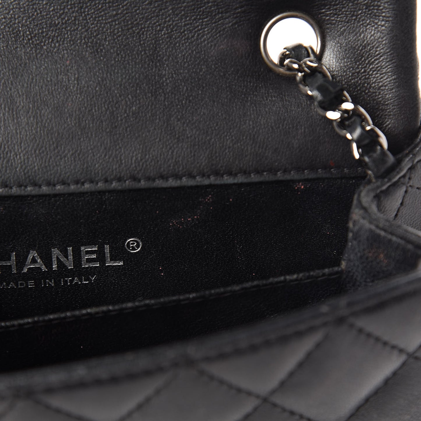 Lambskin Quilted Extra Mini Rectangular Flap Black
