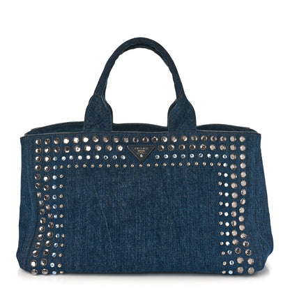 Prada Canapa Denim Crystal Studded Tote Avio 1 of 8