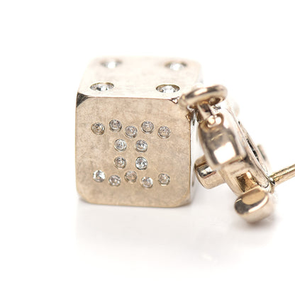 Chanel Crystal CC Turnlock Dice Drop Earrings Gold 4 of 5