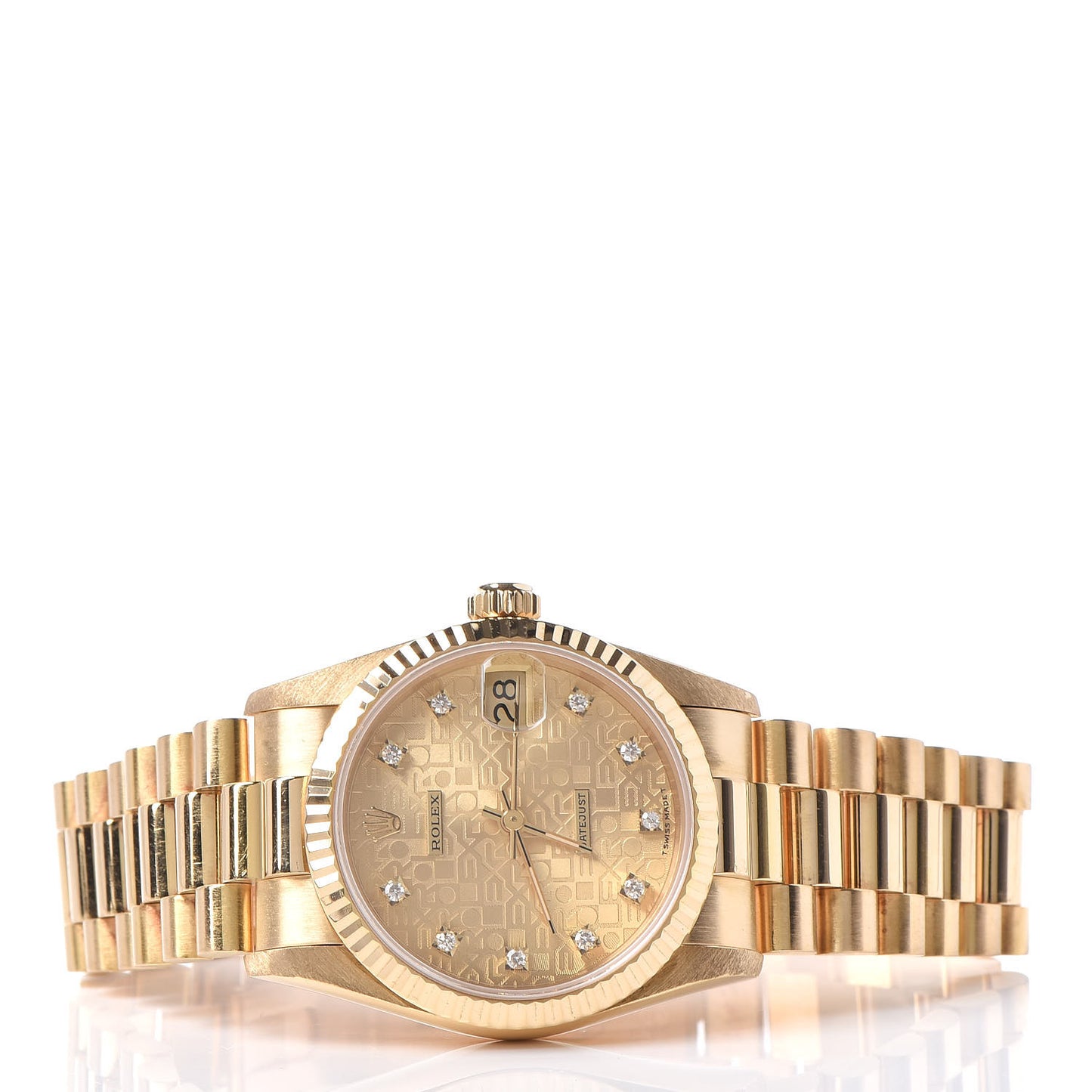 18K Yellow Gold Diamond 31mm Oyster Perpetual Datejust President Watch Champagne Jubilee 68278
