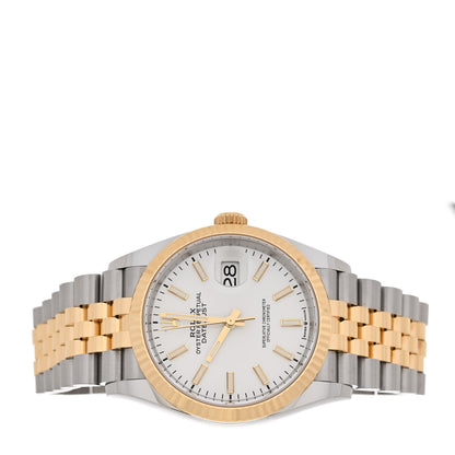Rolex Stainless Steel 18K Yellow Gold 36mm Oyster Perpetual Datejust Watch White 126233 2 of 5