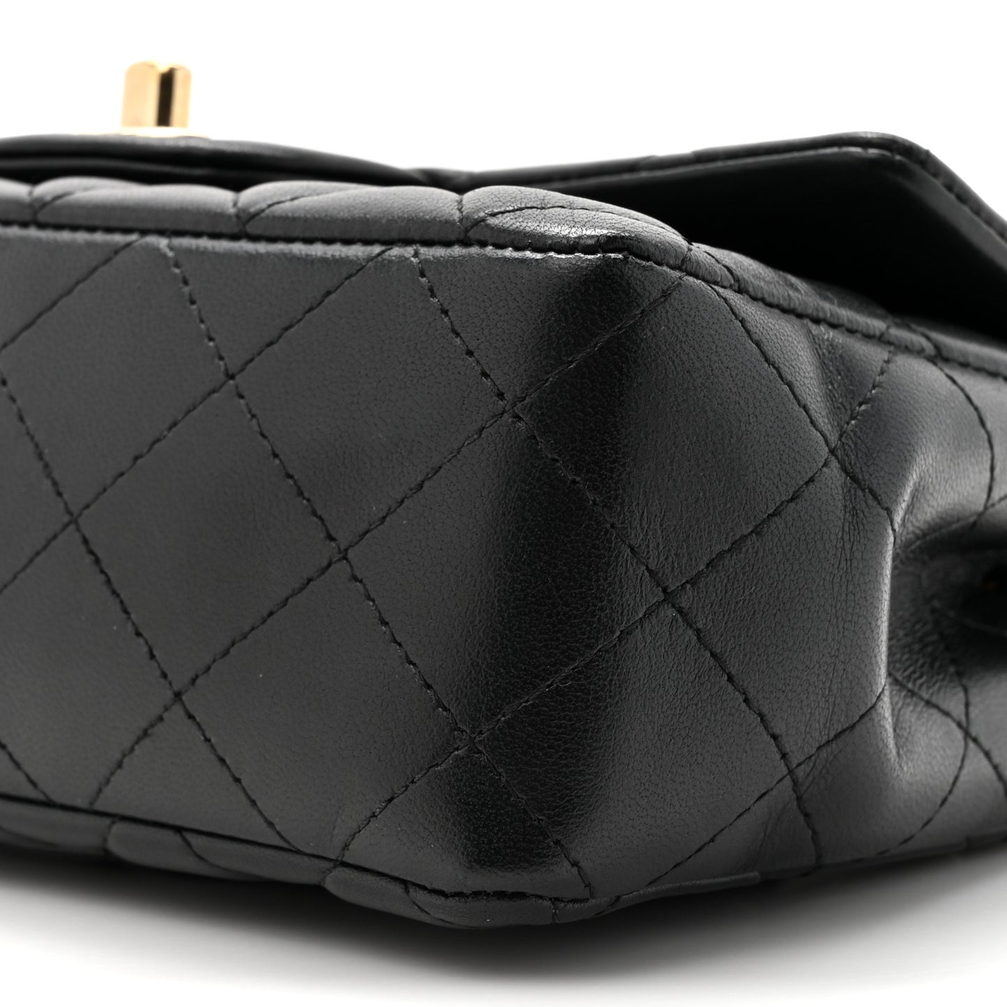 Lambskin Quilted Mini Coco Charms Rectangular Flap Black