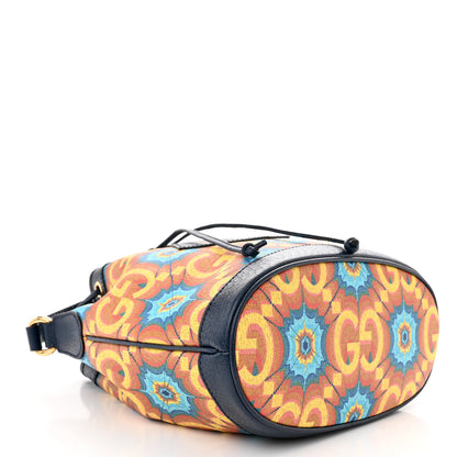Gucci GG Supreme Kaleidoscope Calfskin Script Logo Gucci 100 Bucket Drawstring Bag Blue Orange Multicolor Blue Agata 4 of 10