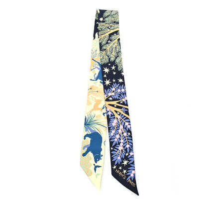 Hermes Silk Sous Le Charme D Orphee Twilly Bleu Black Jaune Soufre 2 of 3