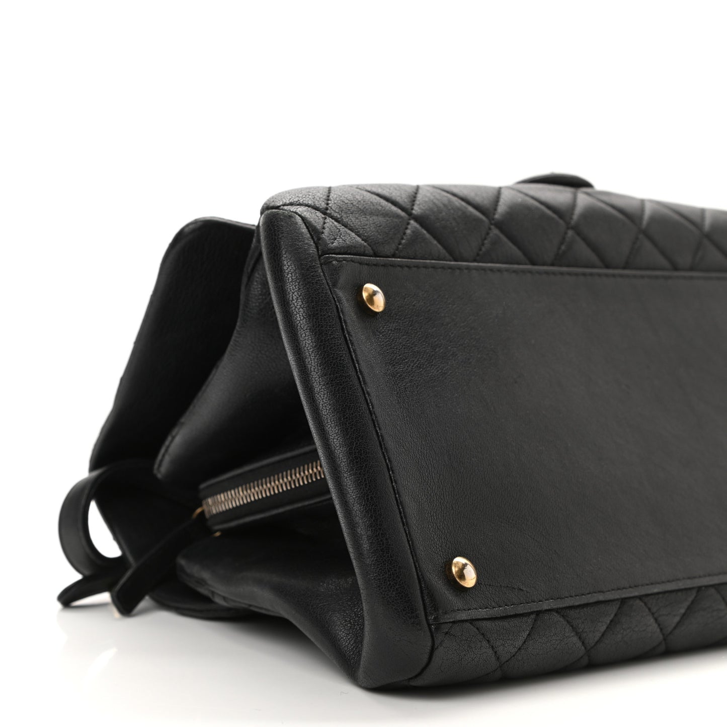 Shiny Sheepskin Quilted Large Trapezio Flap Black