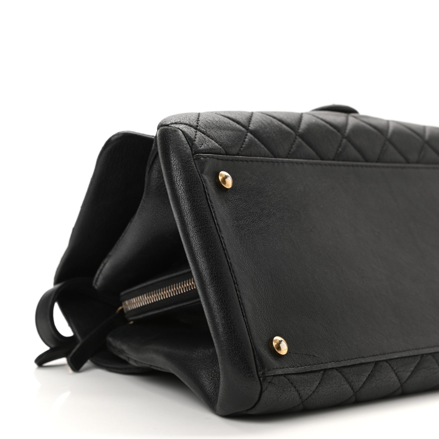 Chanel Shiny Sheepskin Quilted Large Trapezio Flap Black 9 of 10