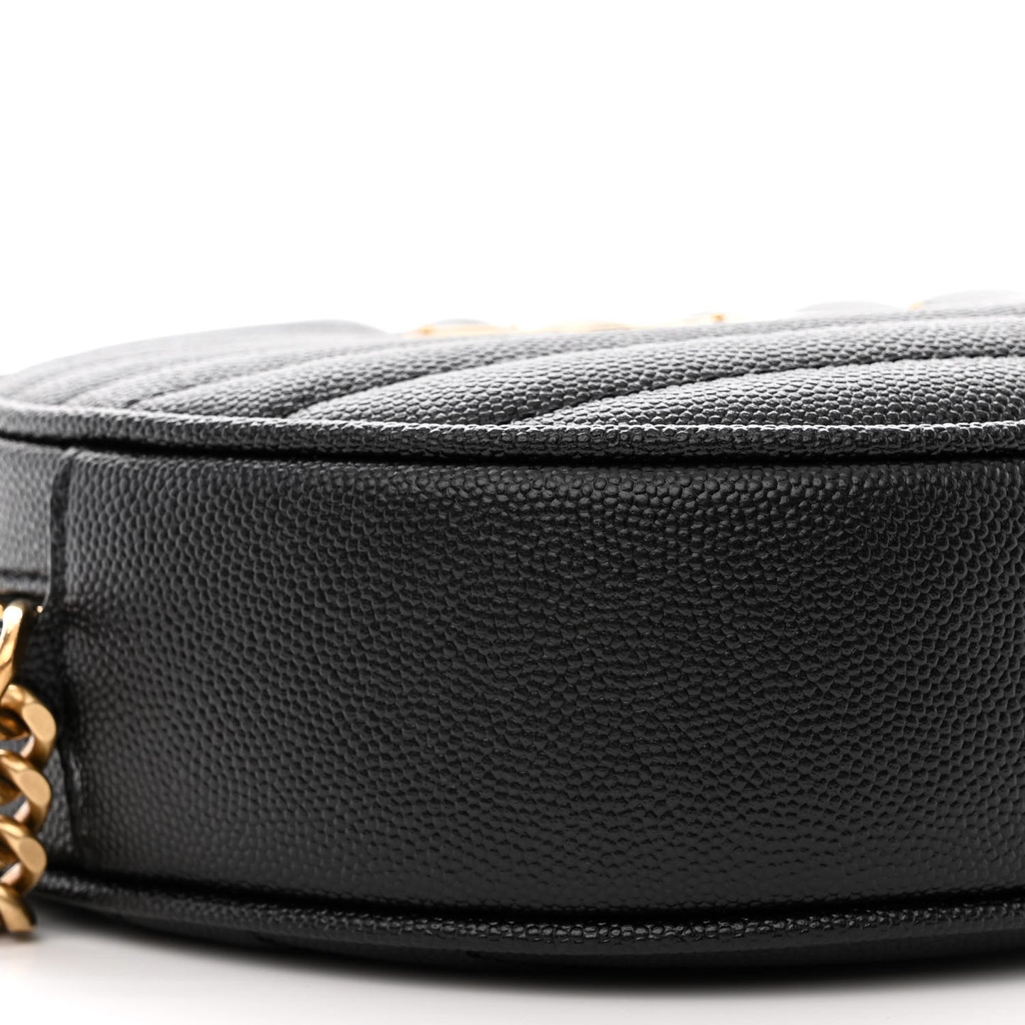Grain De Poudre Matelasse Chevron Quilted Round Vinyle Camera Bag Black