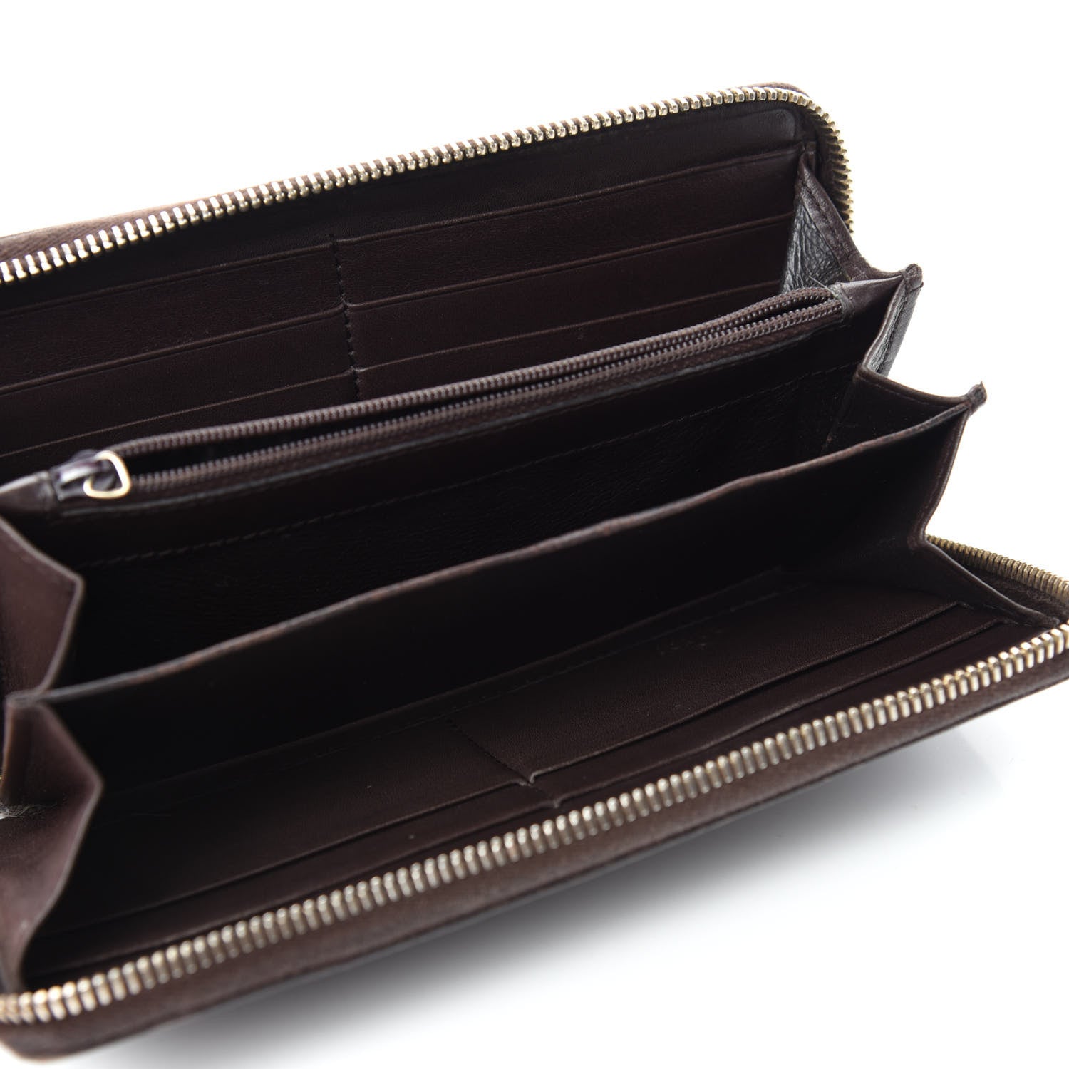 Gucci Guccissima Margaux Calfskin Metal Bar Zip Around Wallet Chocolate 5 of 11