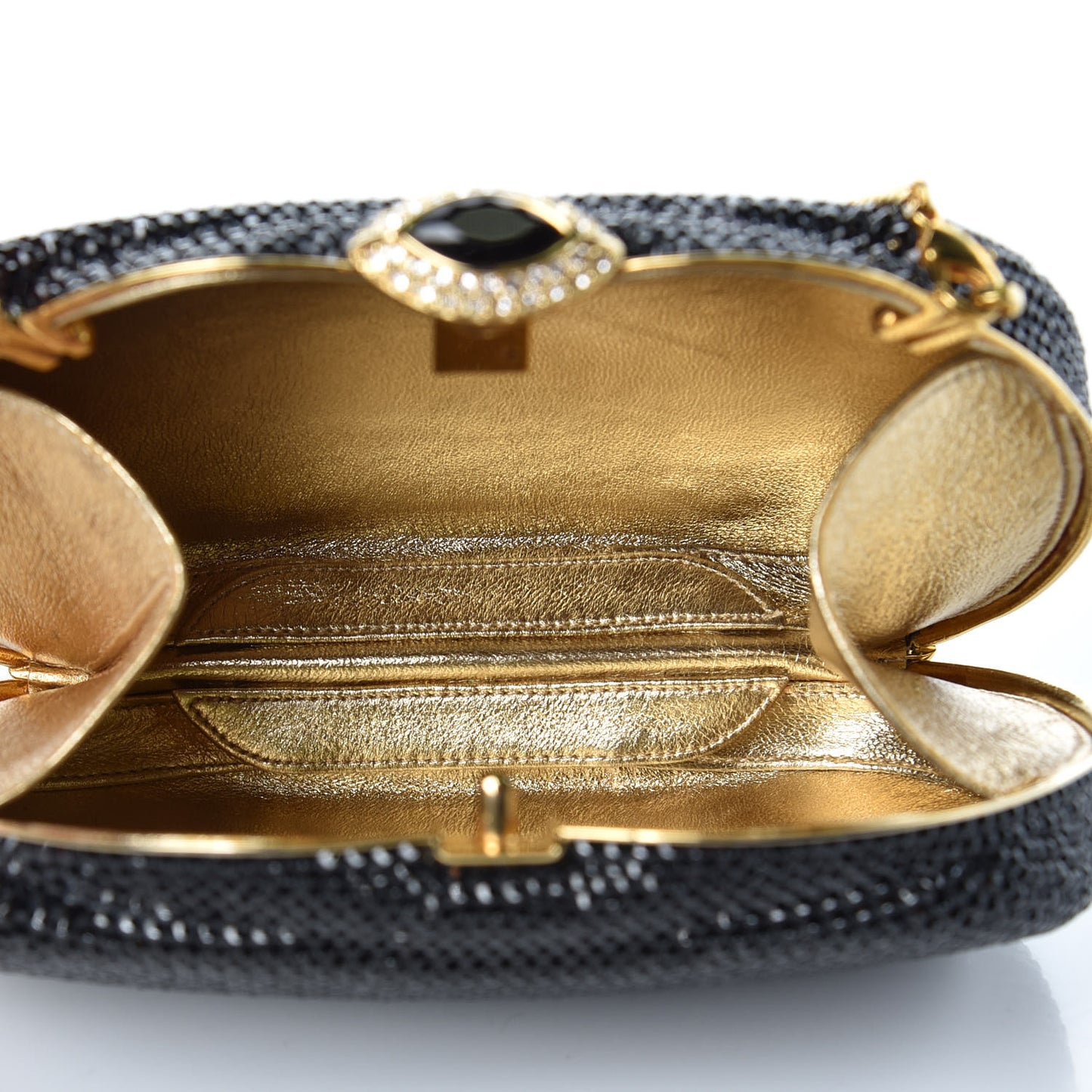 Swarovski Crystal Minaudiere Clutch Black Gold