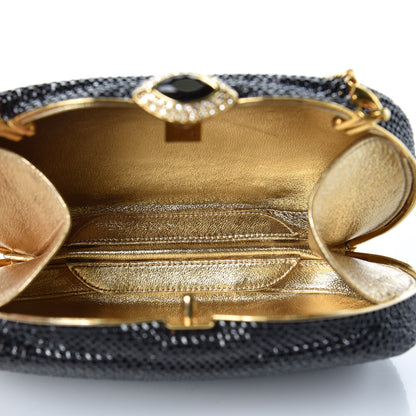 Judith Leiber Swarovski Crystal Minaudiere Clutch Black Gold 5 of 9