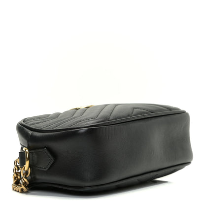 Gucci Calfskin Matelasse Mini GG Marmont Chain Shoulder Bag Black 4 of 14
