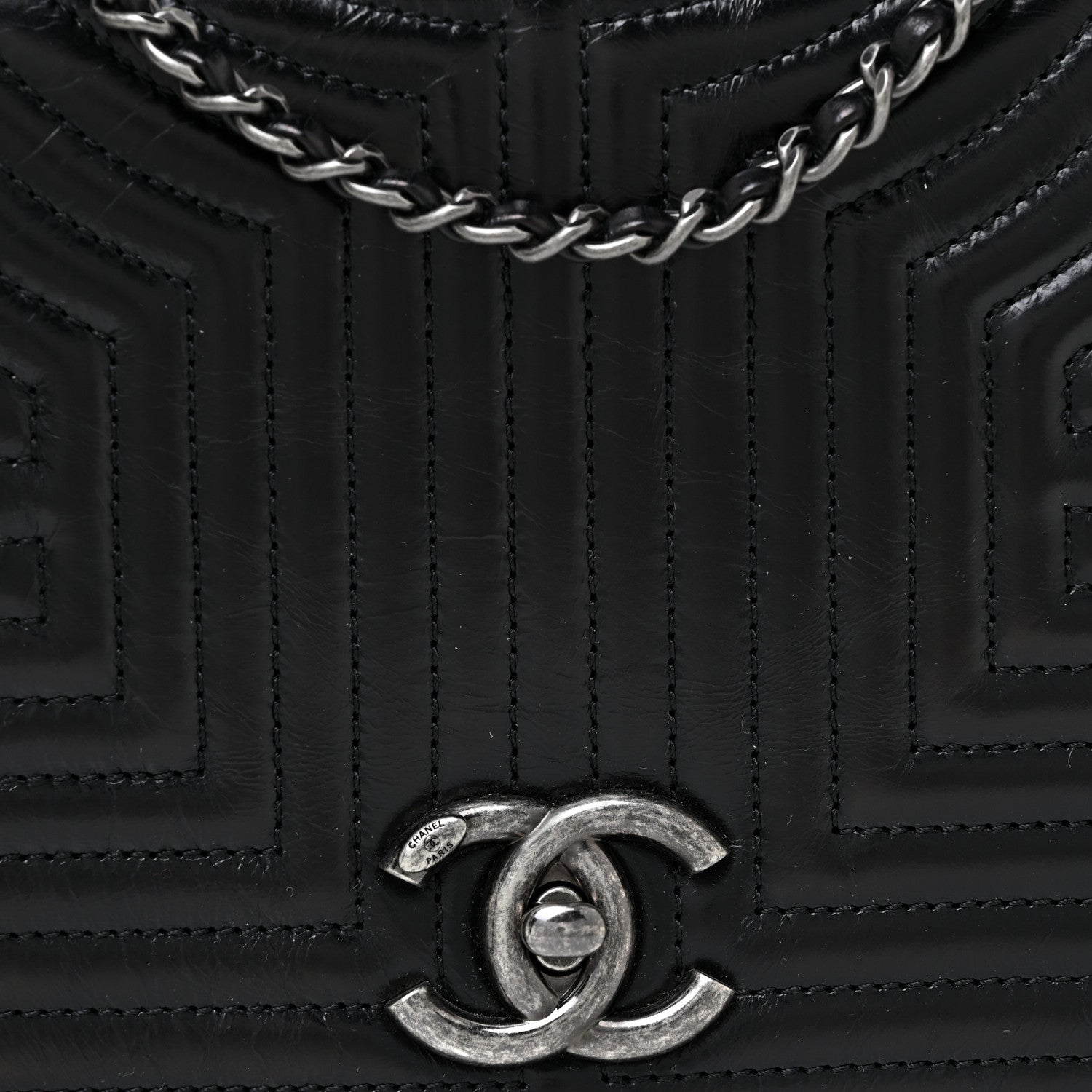 Chanel Glazed Calfskin Quilted Medium Korean Garden Flap Black 8 of 14
