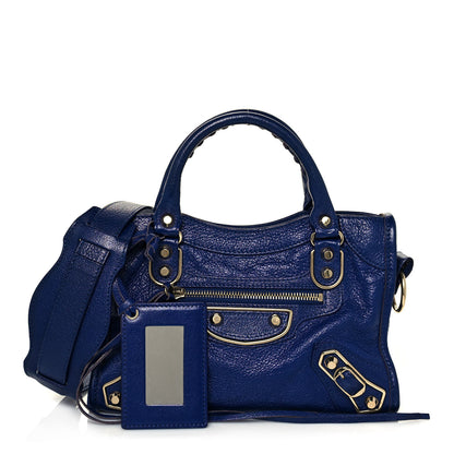 Balenciaga Chevre Gold Metallic Edge Hardware Mini City Bleu Roi 1 of 12