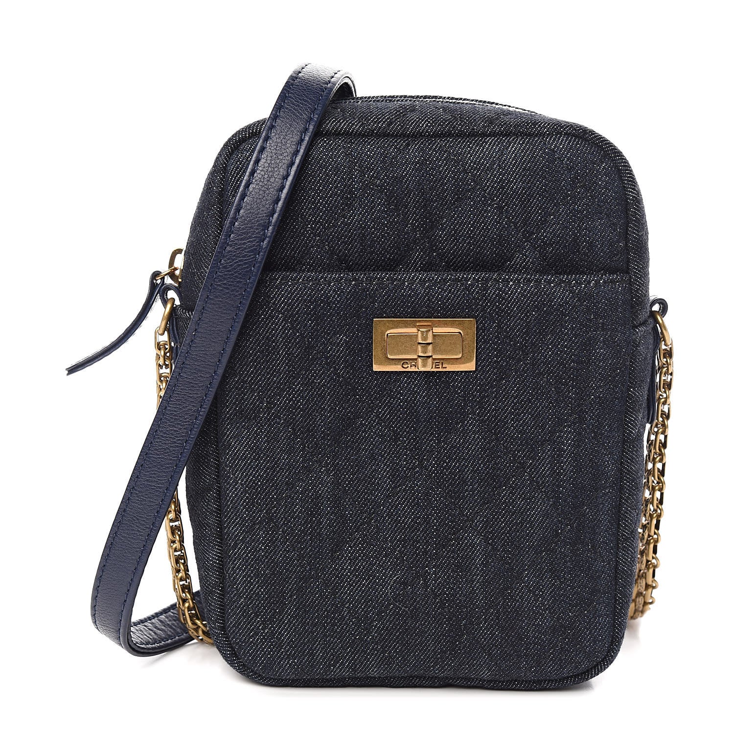 Chanel Washed Denim Quilted Reissue Camera Case Black 1 of 10
