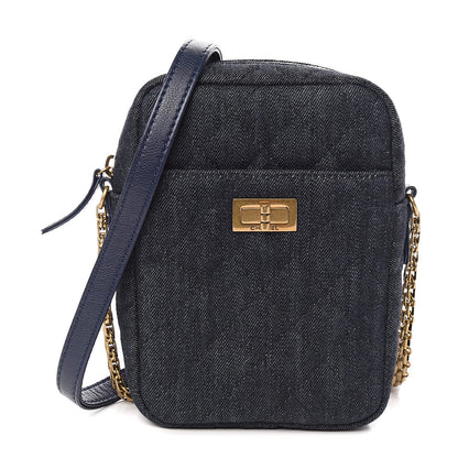 Chanel Washed Denim Quilted Reissue Camera Case Black 1 of 10