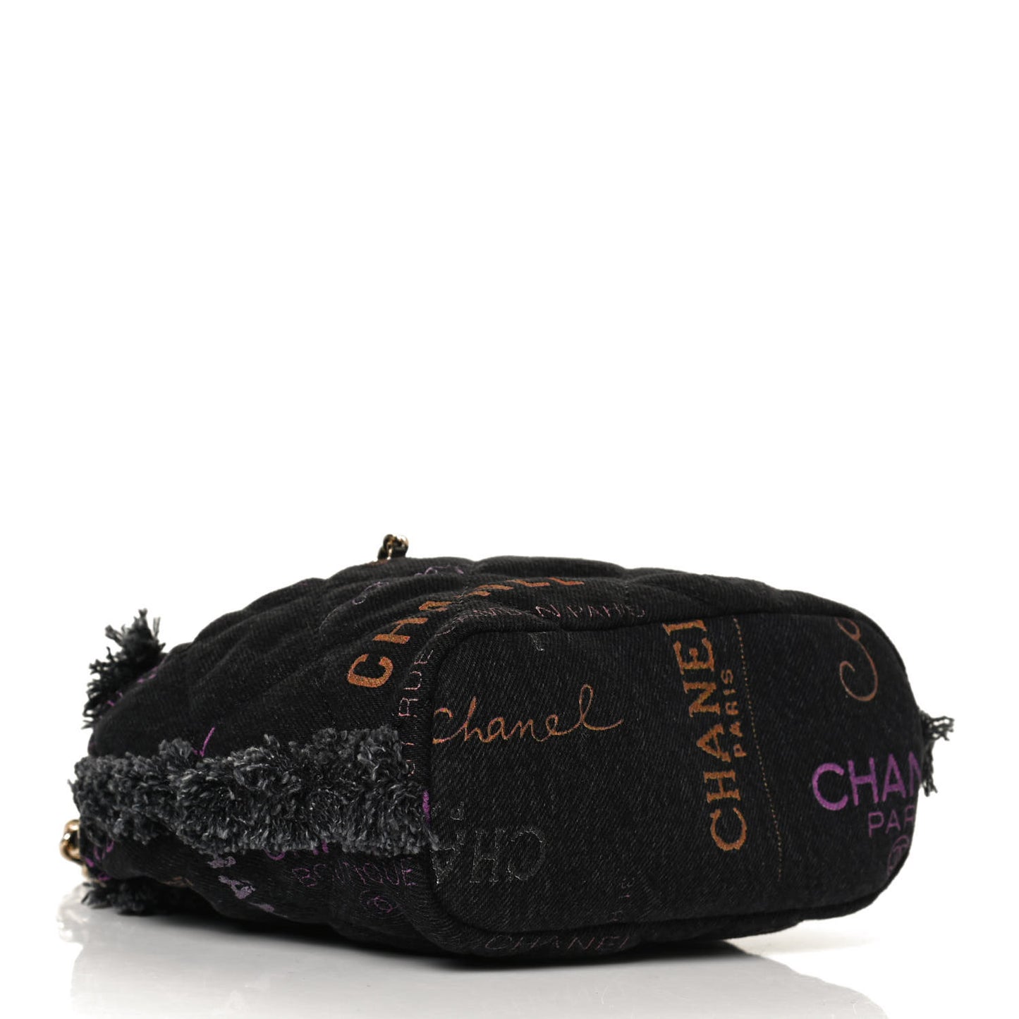 Denim Quilted Mood Small Bucket With Chain Black Multicolor