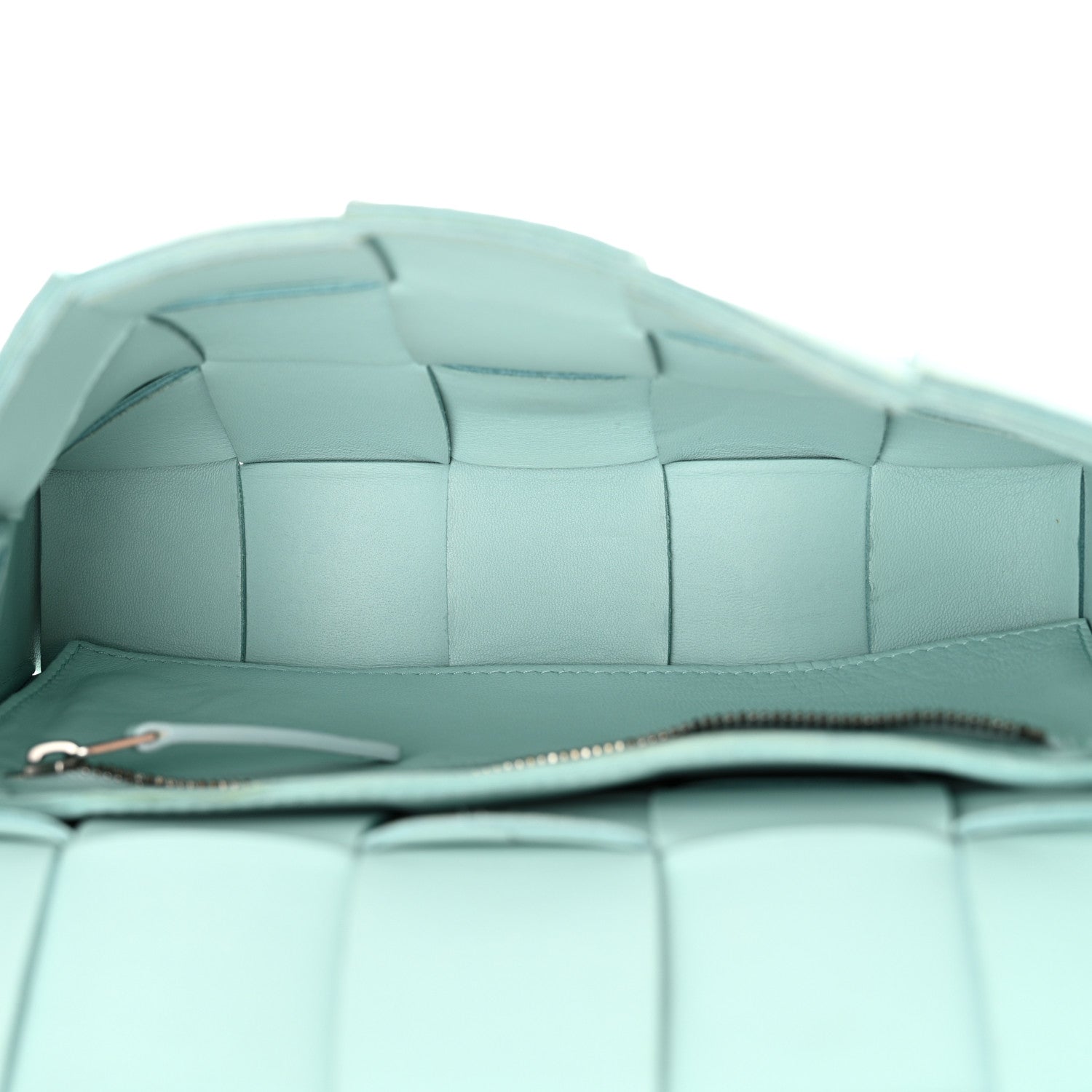 Bottega Veneta Lambskin Maxi Intreccio Cassette Bag Teal Washed 4 of 14