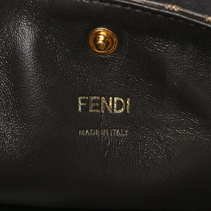 Fendi Camoscio Glazed Fabric FF 1974 Large Peekaboo X-Lite Amazzonia Mogano Panna 6 of 8