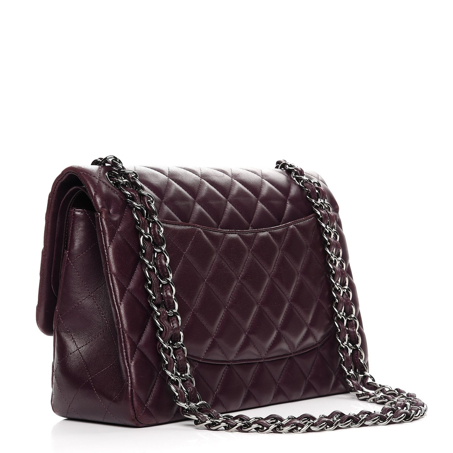 Lambskin Quilted Jumbo Double Flap Dark Purple