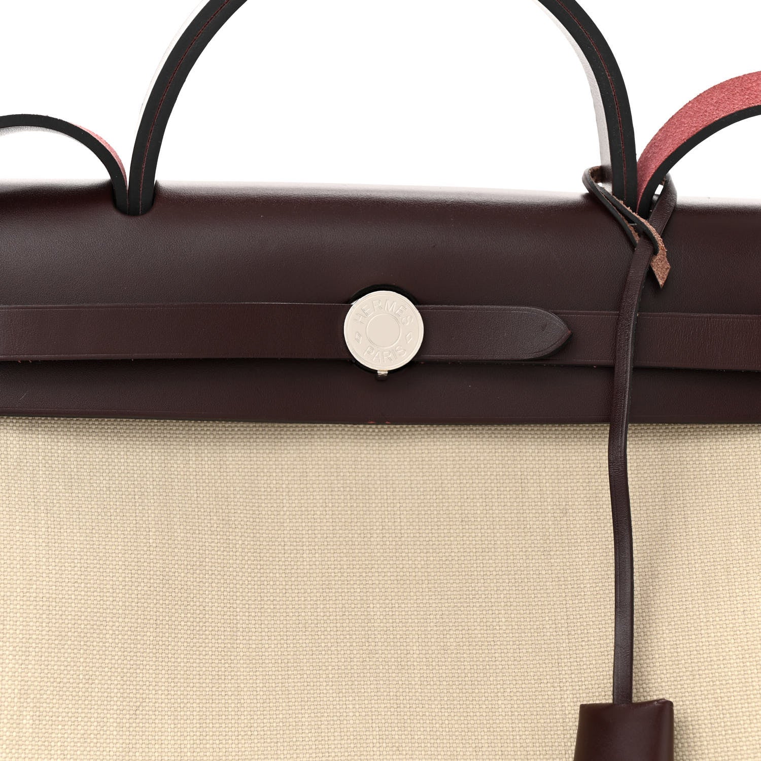 Hermes Military Toile Vache Hunter Herbag Zip Retourne 31 PM Beton Rouge Sellier 9 of 11