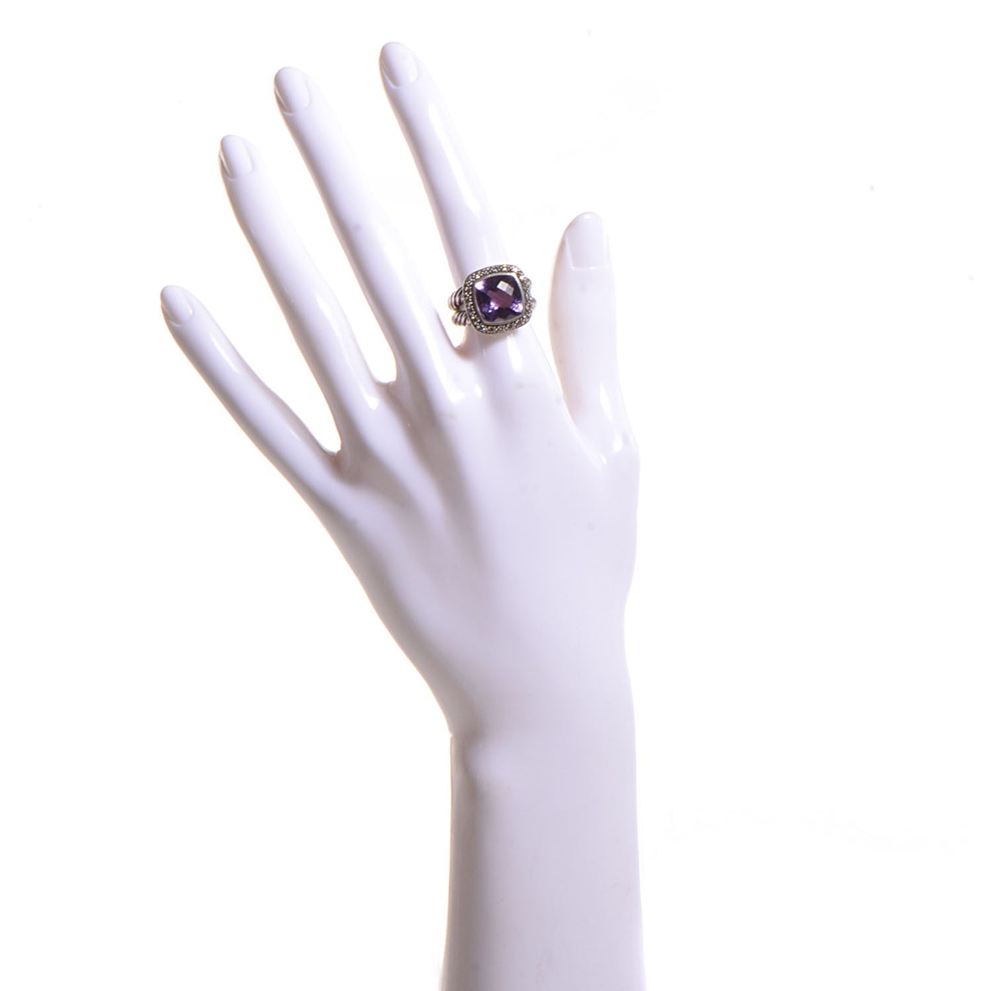 Sterling Silver Diamond Amethyst 11mm Albion Ring 52 6
