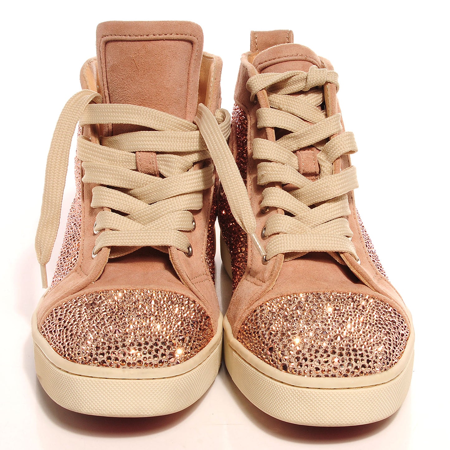 Suede Strass Embellished Louis Flat 39 Rose Antique