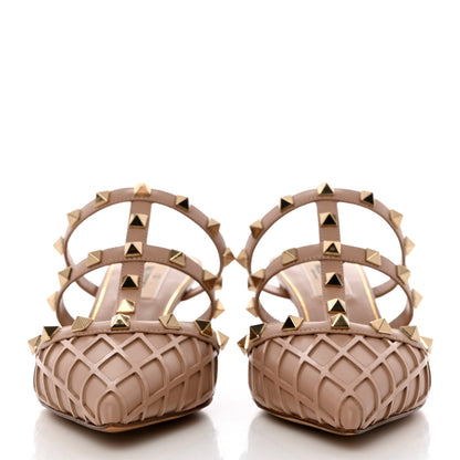 Valentino Garavani Calfskin Boudoir Rockstud 50mm Cage Mules 35.5 Rose Cannelle 2 of 9