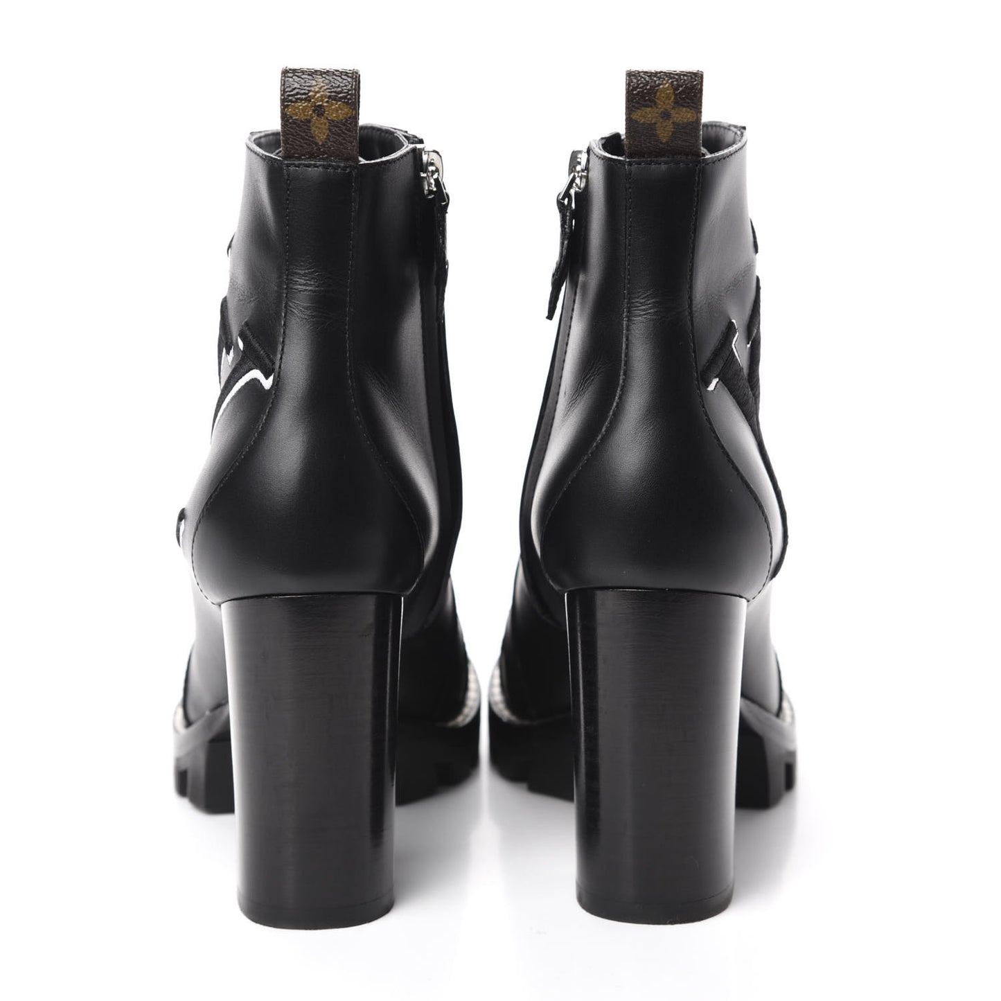 Patent Calfskin Monogram Star Trail Ankle Boots 38.5 Black