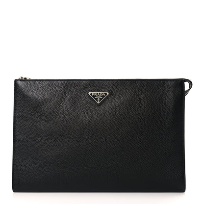 Prada Vitello City Zip Clutch Black 1 of 8