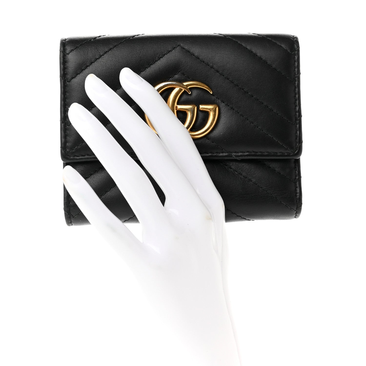 Gucci Calfskin Matelasse GG Marmont Wallet Black 2 of 9