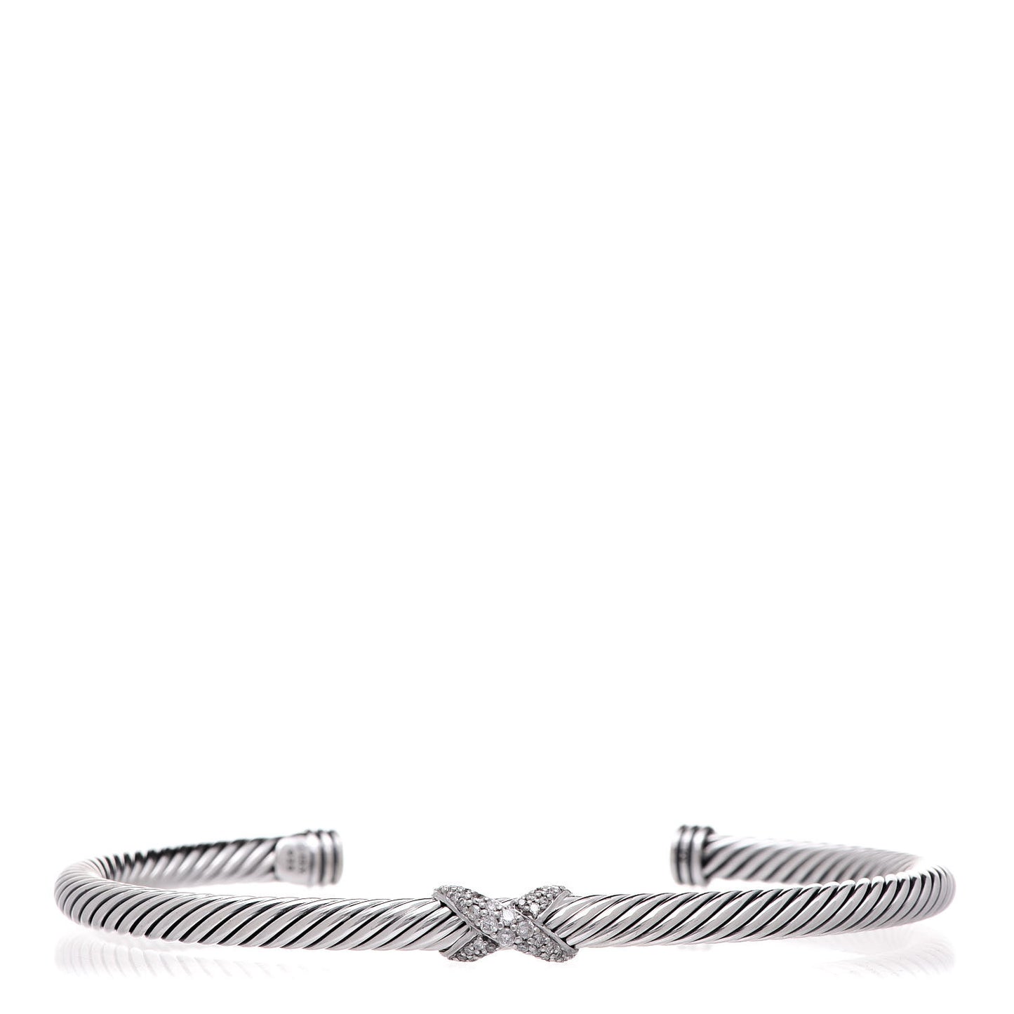 Sterling Silver Diamond 4mm X Cable Bracelet