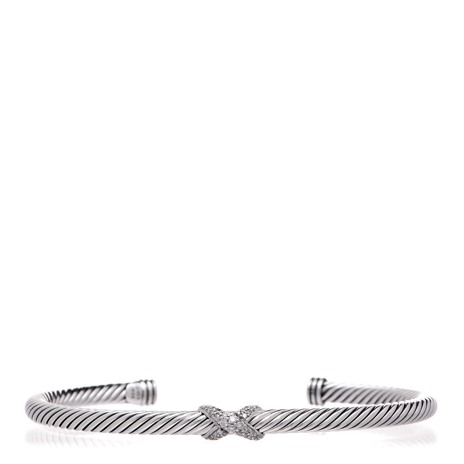 David Yurman Sterling Silver Diamond 4mm X Cable Bracelet 1 of 4