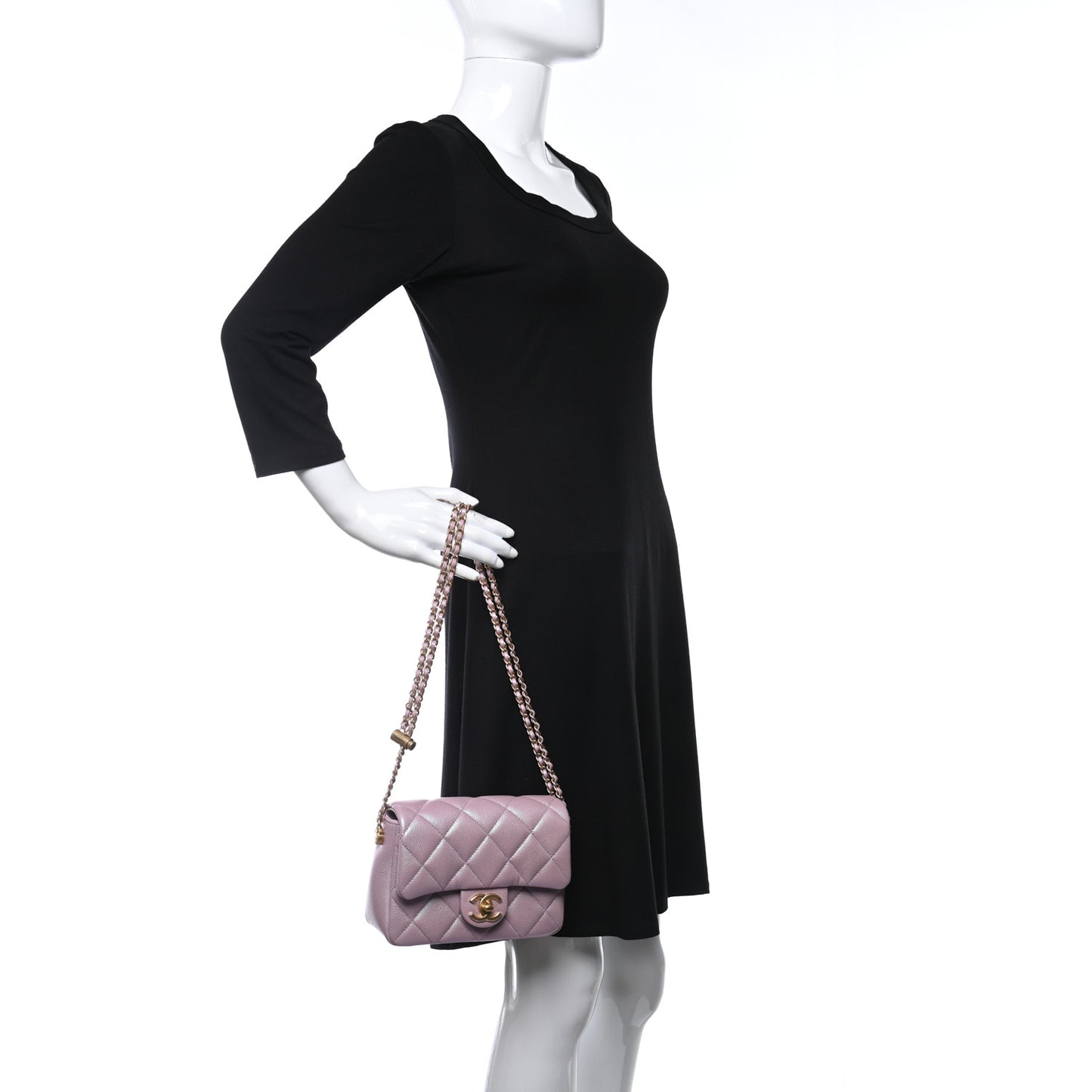 Iridescent Caviar Quilted Mini My Perfect Flap Pink