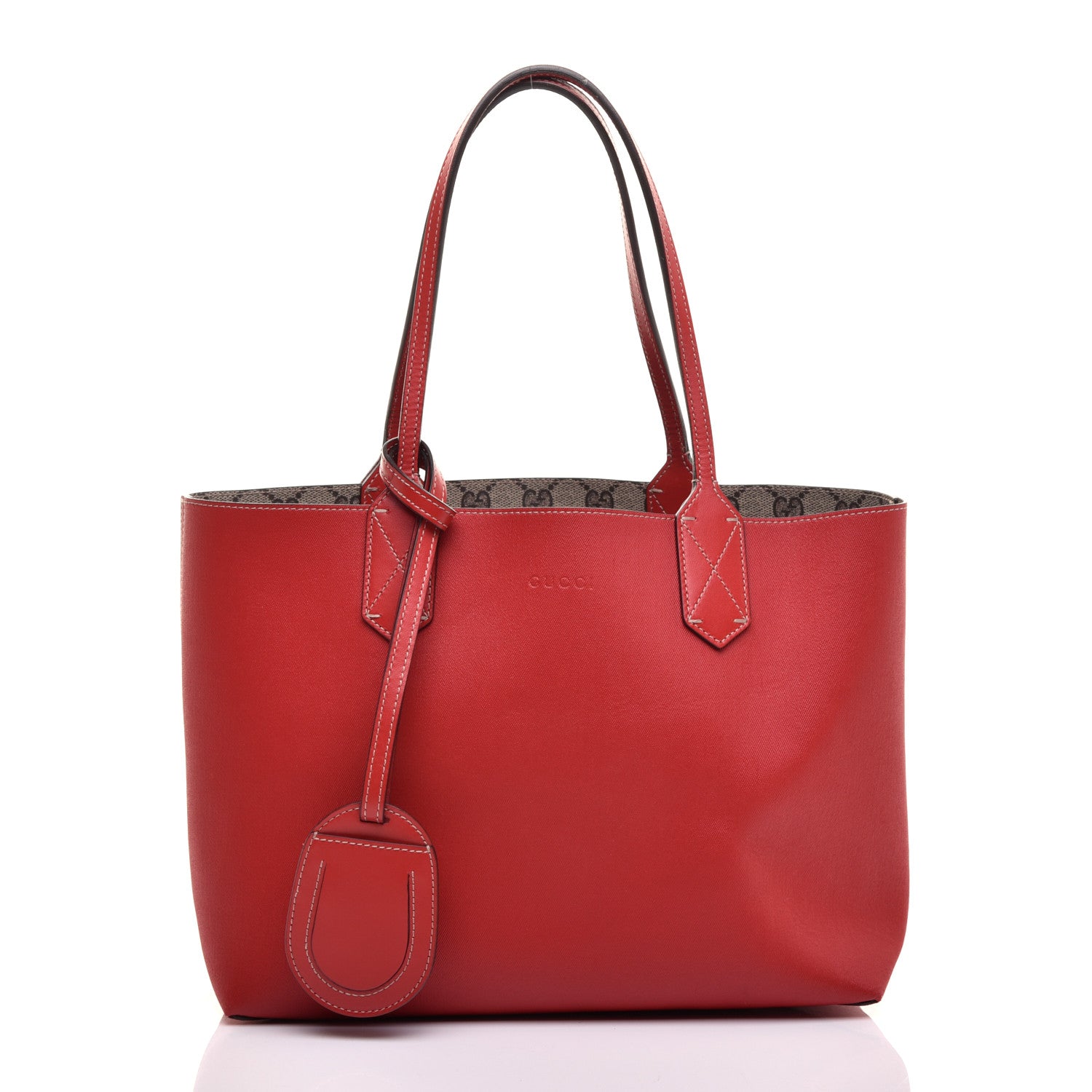 Gucci GG Supreme Monogram Small Reversible Tote Beige Red 11 of 16