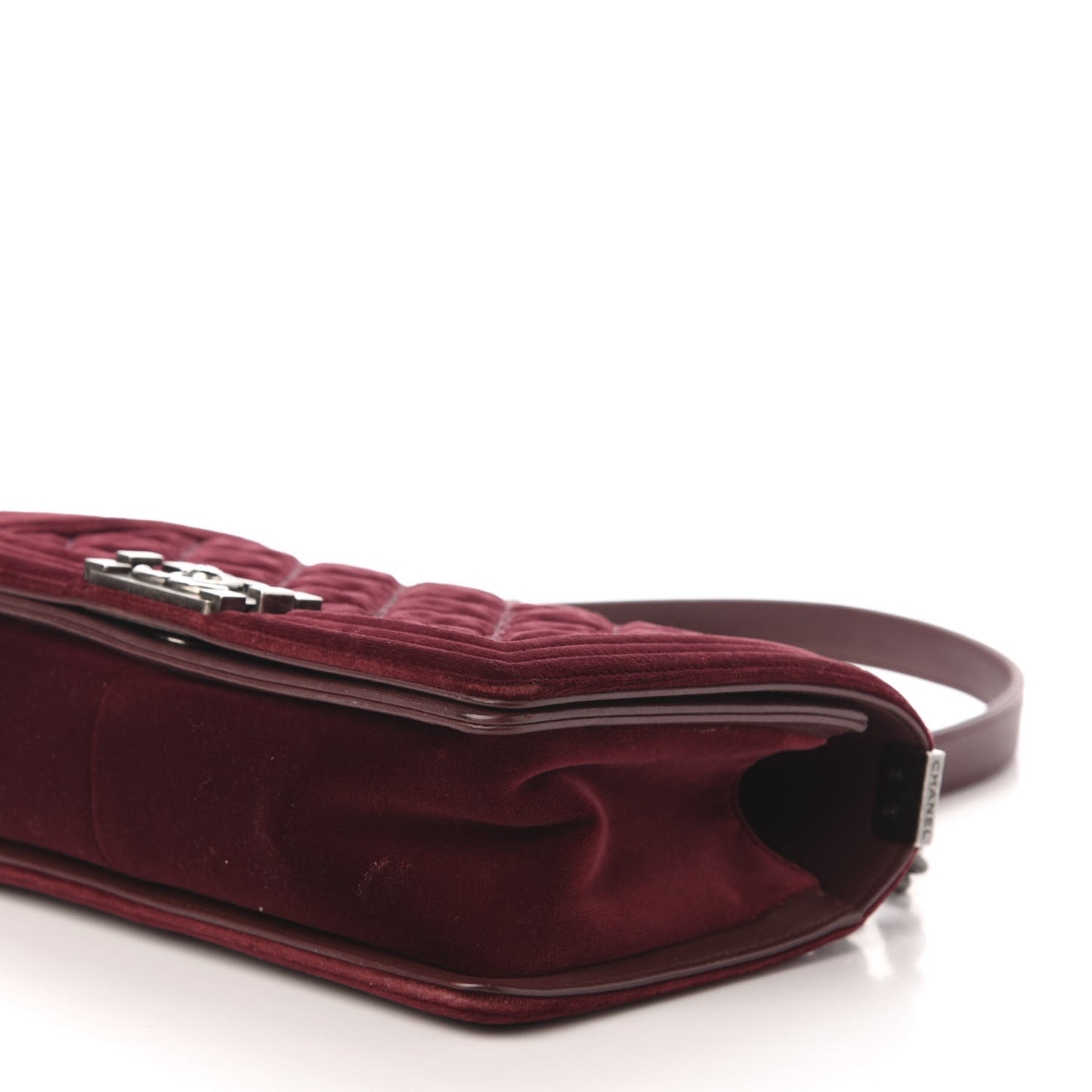 Velvet Tweed Quilted Medium Boy Flap Burgundy