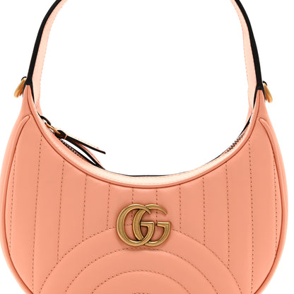 Gucci Calfskin Vertical Ring Matelasse Mini GG Marmont Half Moon Hobo Peachy Chic 8 of 10