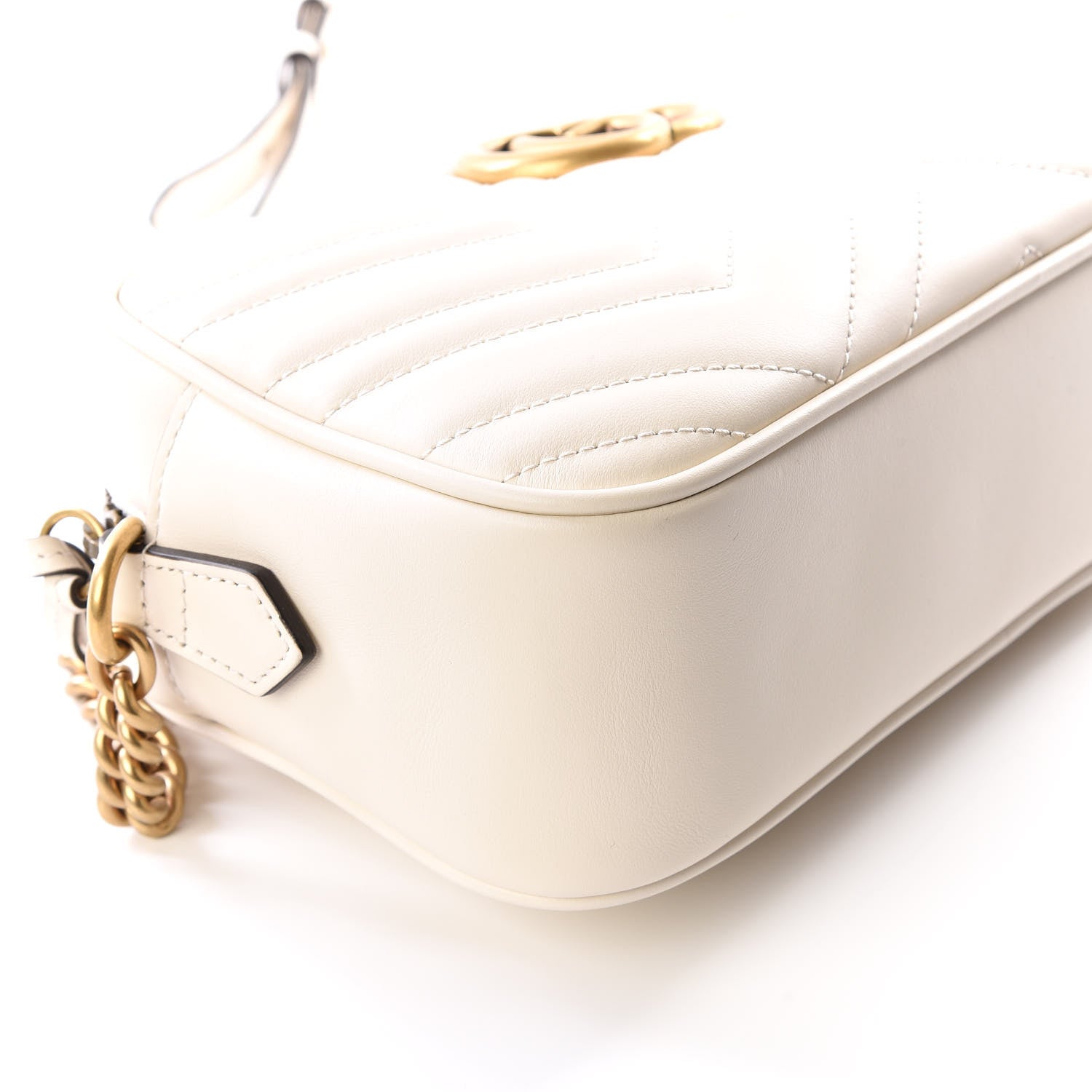 Gucci Calfskin Matelasse Small GG Marmont Chain Shoulder Bag White 5 of 11