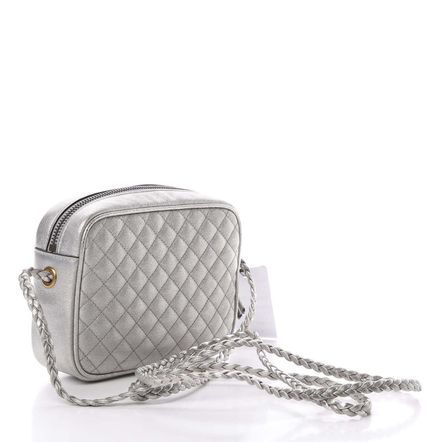 Gucci Laminated Nappa Web Trapuntata Mini GG Shoulder Bag Argento 3 of 12