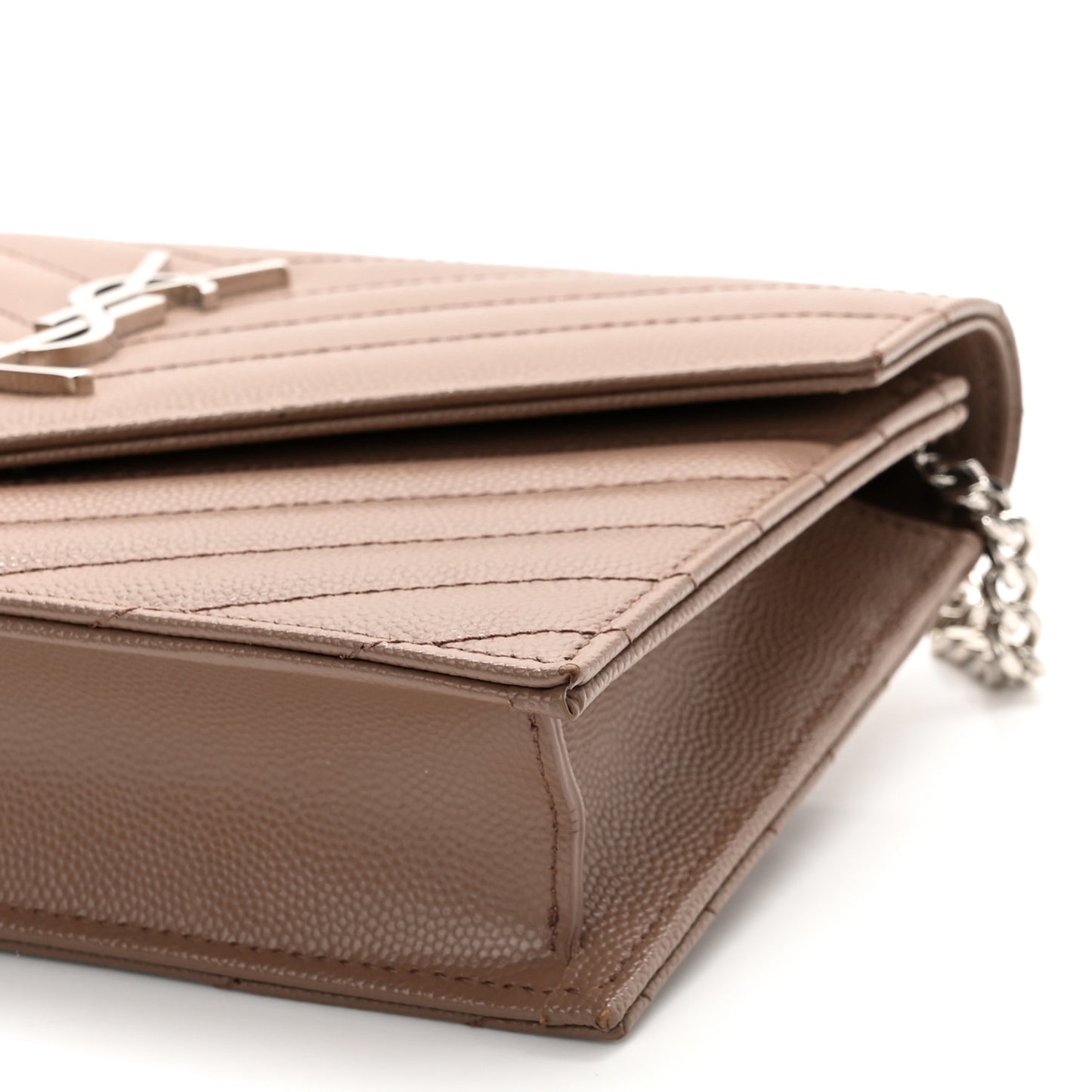 Grain De Poudre Matelasse Chevron Monogram Envelope Chain Wallet Fard