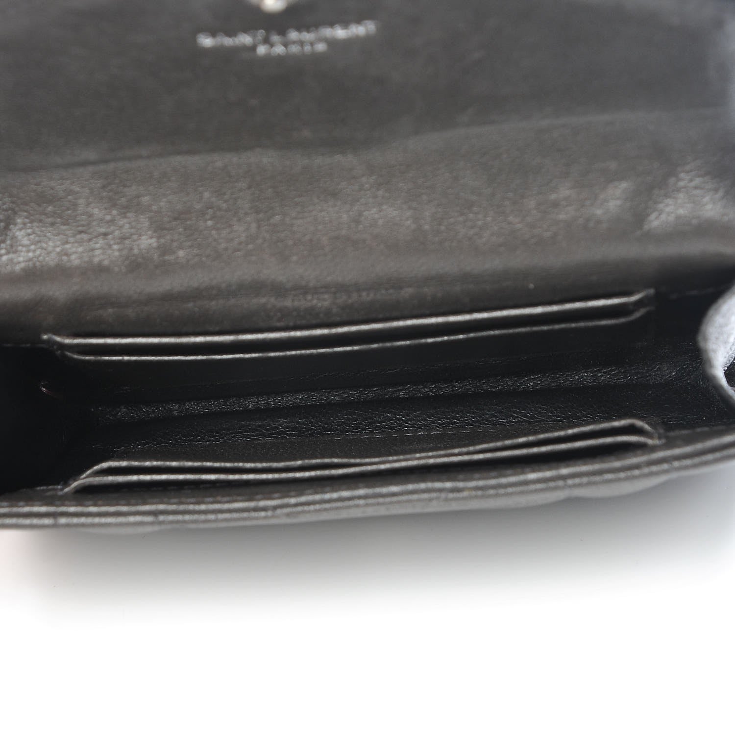 Saint Laurent Lambskin Mixed Matelasse Chevron Small Monogram Envelope Wallet Coal 5 of 8