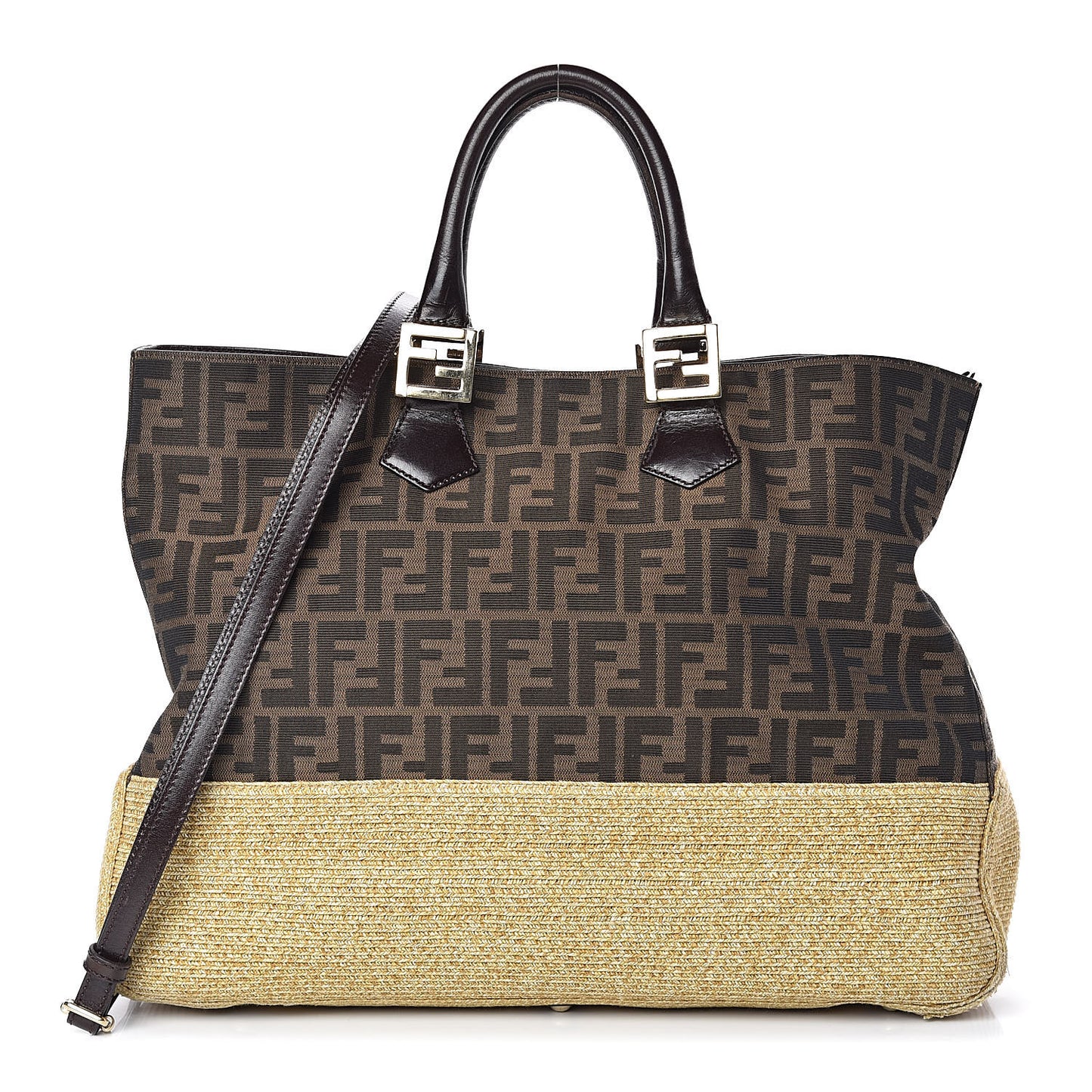 Zucca Raffia Twins Tote Tobacco