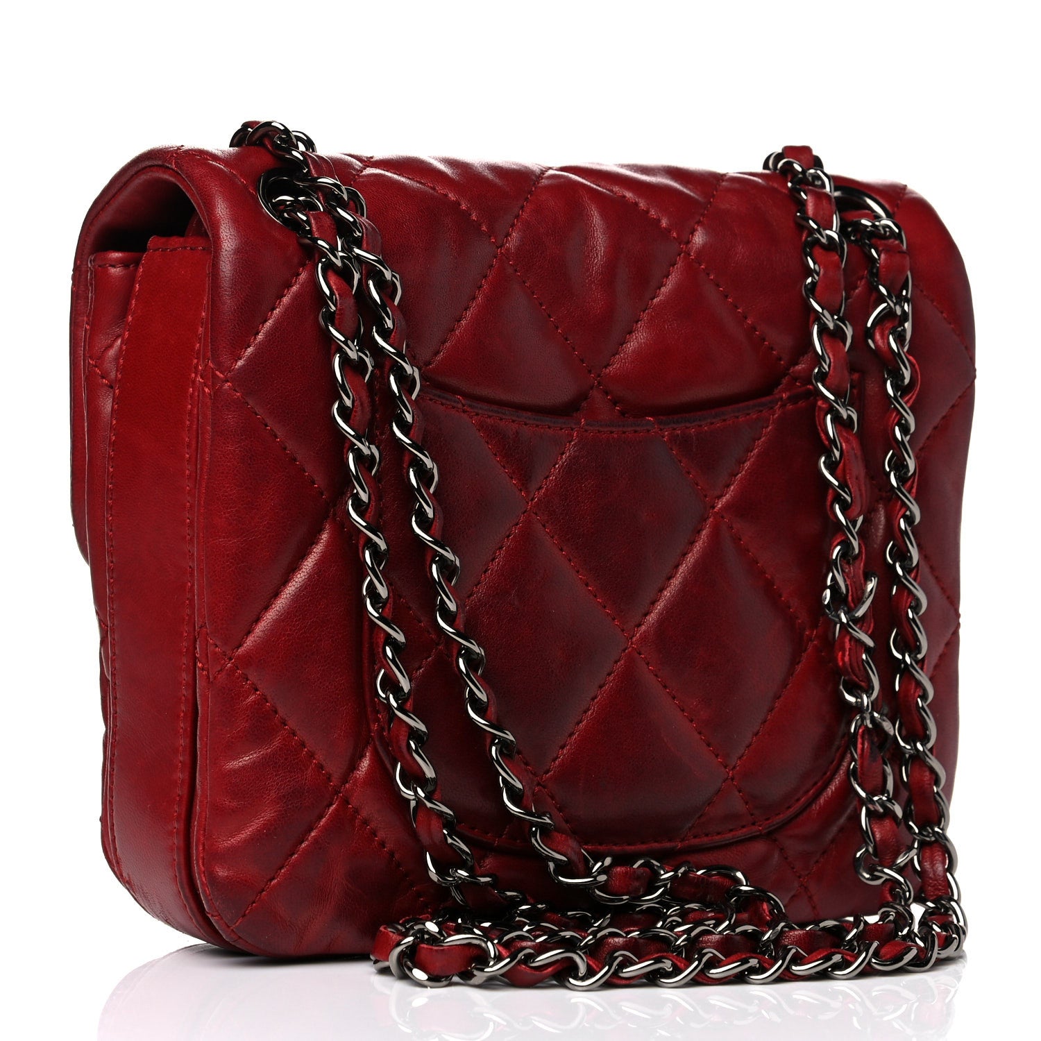 Chanel Lambskin Quilted Mini Chanel 3 Flap Red 3 of 22