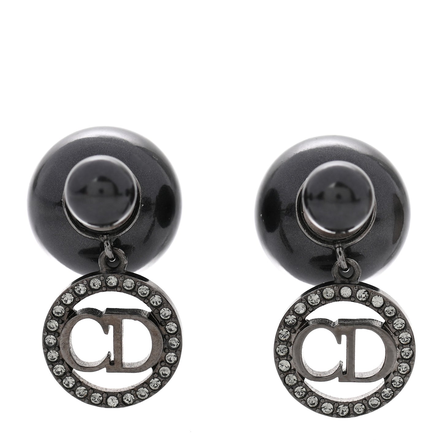 Crystal Pearl Logo Tribal Earrings Black