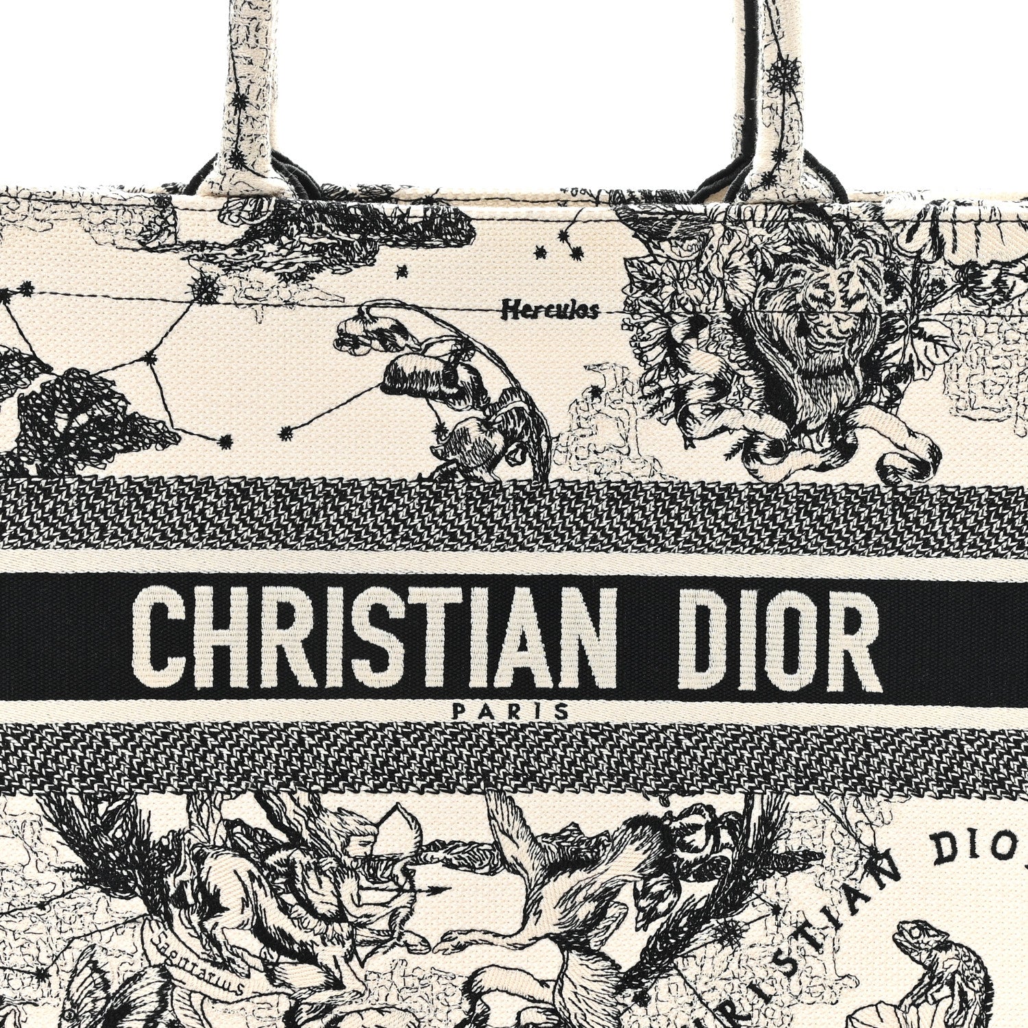 Christian Dior Canvas Zodiac Toile De Jouy Embroidered Medium Book Tote Latte 8 of 12