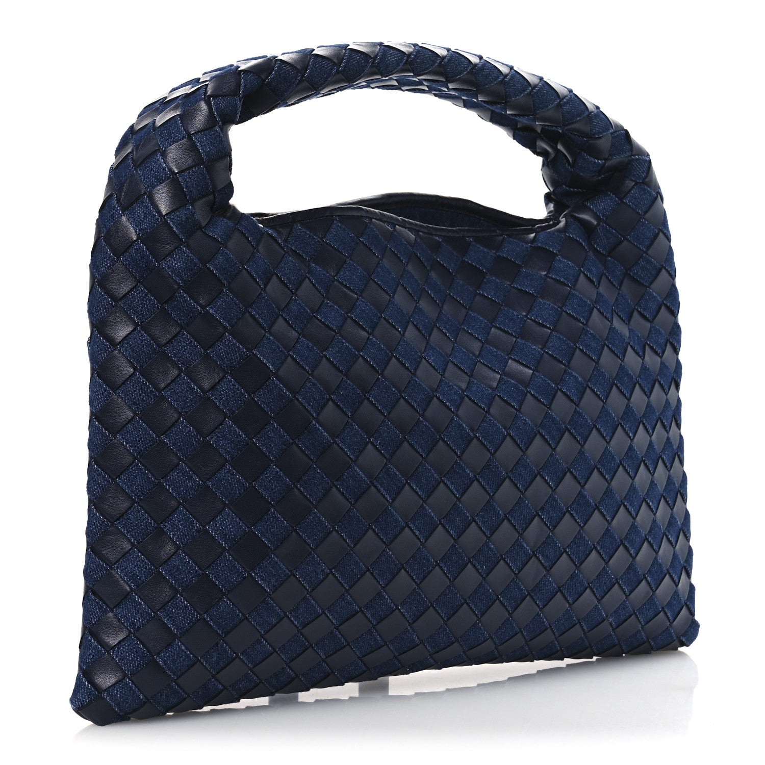 BOTTEGA VENETA ダークブルーデニム Bottega Veneta Denim Calfskin Intrecciato Small Hop Abyss Indigo